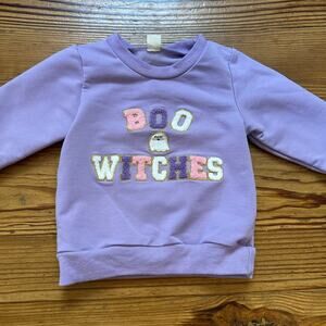 Shein purple Boo Witches Halloween‎ embroidered crew sweater SIZE 2